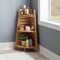 Contemporary Home Living Bamboo 3 Tier Corner Storage Shelf - 32.75" - Brown